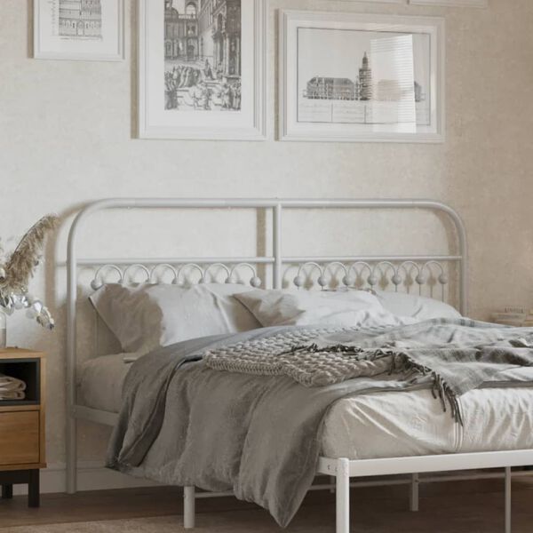 vidaXL T&ecirc;te de lit m&eacute;tal blanc 160 cm