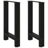 vidaXL Pieds de table &agrave; manger Noir 2 pi&egrave;ces 50 x (72-73) cm Acier
