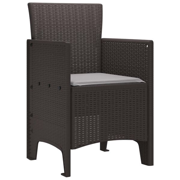 vidaXL Chaise de jardin 2 pcs Marron 53 x 49 x 85 cm Polypropyl&egrave;ne