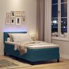 vidaXL Lit &agrave; ressort LED avec matelas Bleu fonc&eacute; 90 x 190 cm Velours