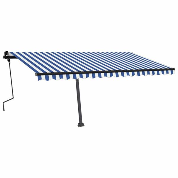 vidaXL Auvent manuel r&eacute;tractable avec LED 450x300 cm Bleu et blanc