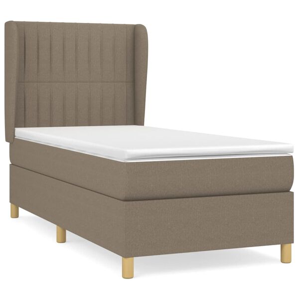 vidaXL Sommier &agrave; lattes de lit avec matelas Taupe 90x200 cm Tissu