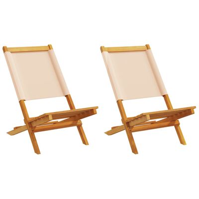 vidaXL Chaises de jardin lot de 2 beige bois d'acacia massif et tissu