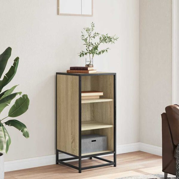 vidaXL Buffet ch&ecirc;ne sonoma 35,5x35x76 cm bois d'ing&eacute;nierie et m&eacute;tal