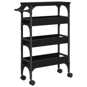 vidaXL Chariot de cuisine Ch&ecirc;ne noir 53 x 20 x 76 cm Bois d'ing&eacute;nierie