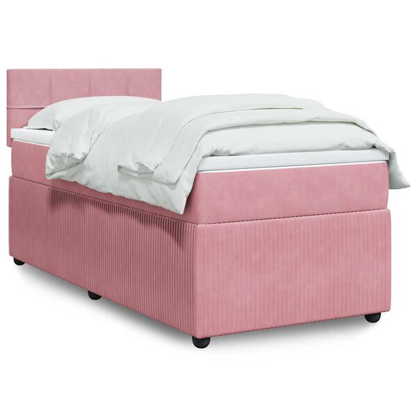 vidaXL Sommier &agrave; lattes de lit avec matelas Rose 100x200 cm Velours