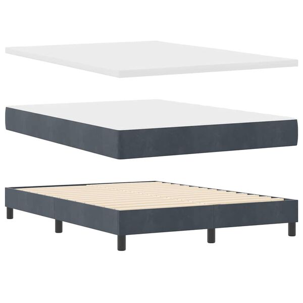 vidaXL Lit &agrave; ressorts avec matelas Gris fonc&eacute; 200 x 160 cm Polyester