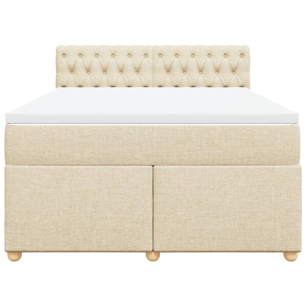 vidaXL Sommier &agrave; lattes de lit avec matelas Cr&egrave;me 160x200 cm Tissu