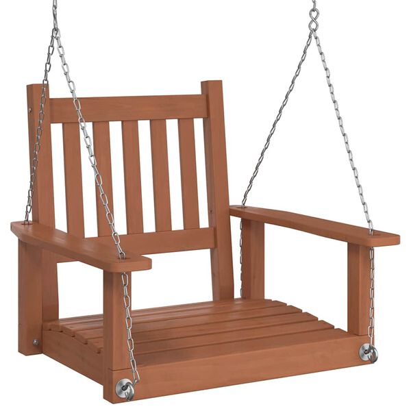 vidaXL Chaise balan&ccedil;oire de jardin cha&icirc;nes en m&eacute;tal bois massif sapin