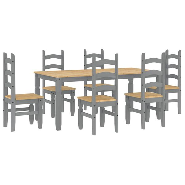 vidaXL Ensemble &agrave; manger Panama 7 pcs gris bois de pin massif