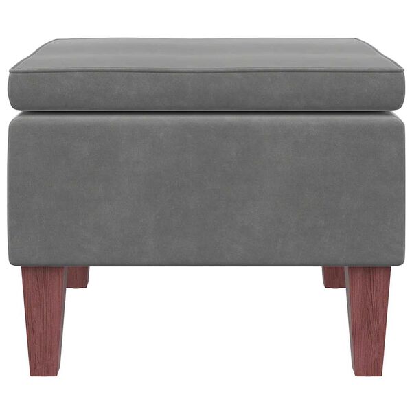vidaXL Tabouret avec pieds en bois Gris fonc&eacute; Velours