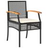 vidaXL Ensemble &agrave; manger de jardin coussins 5pcs Noir R&eacute;sine tress&eacute;e