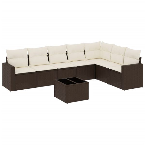 vidaXL Salon de jardin 8 pcs avec coussins marron r&eacute;sine tress&eacute;e