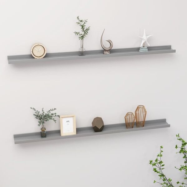 vidaXL &Eacute;tag&egrave;res murales 2 pcs Gris 115x9x3 cm