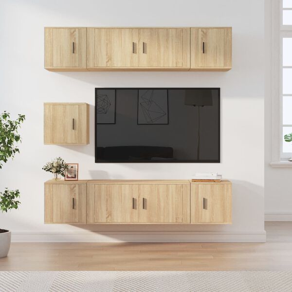 vidaXL Ensemble de meubles TV 7 pcs Ch&ecirc;ne sonoma Bois d'ing&eacute;nierie