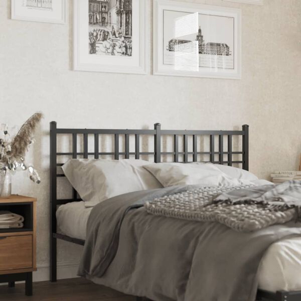 vidaXL T&ecirc;te de lit m&eacute;tal noir 140 cm