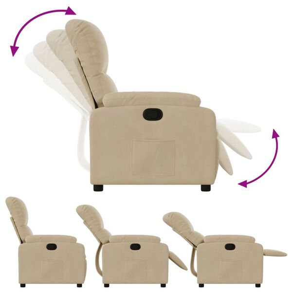vidaXL Fauteuil inclinable cr&egrave;me tissu microfibre