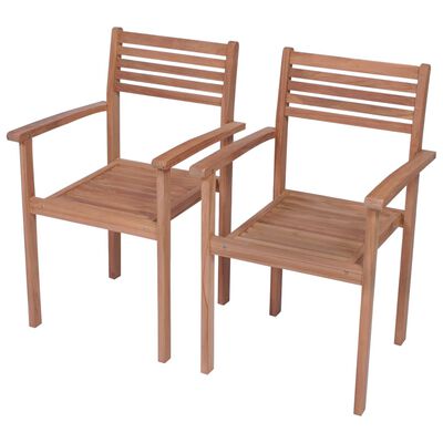 vidaXL Chaises de jardin lot de 2 et coussins crème Bois teck massif