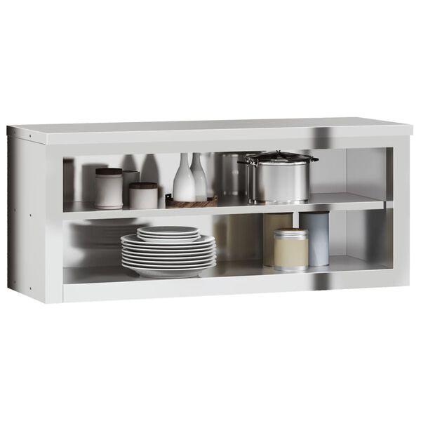vidaXL Armoire murale de cuisine avec &eacute;tag&egrave;re acier inoxydable