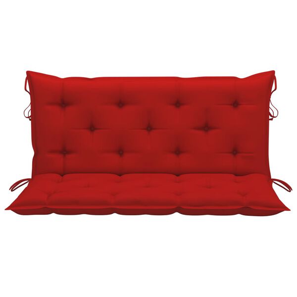 vidaXL Balancelle avec coussin rouge 120 cm Bois de teck solide