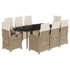 vidaXL Ensemble &agrave; manger de jardin et coussins 9 pcs beige Poly rotin