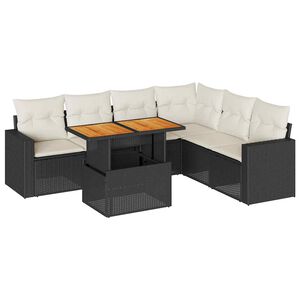 vidaXL Salon de jardin 7 pcs avec coussins noir r&eacute;sine tress&eacute;e