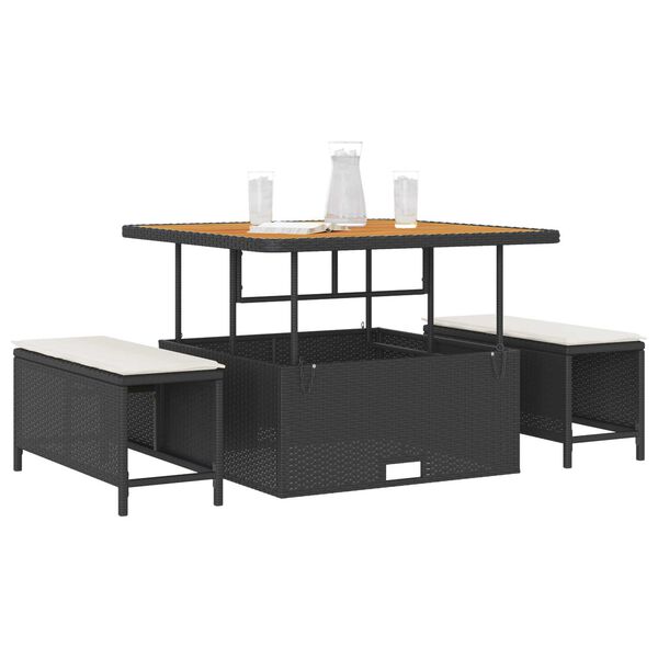 vidaXL Ensemble de salle à manger pour jardin Noir Poly rotin