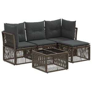 vidaXL Ensemble de canap&eacute; de jardin 5 pcs Gris polyrotin