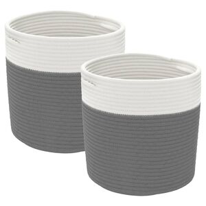 vidaXL Paniers de rangement 2 pcs gris et blanc &Oslash;28x28 cm coton