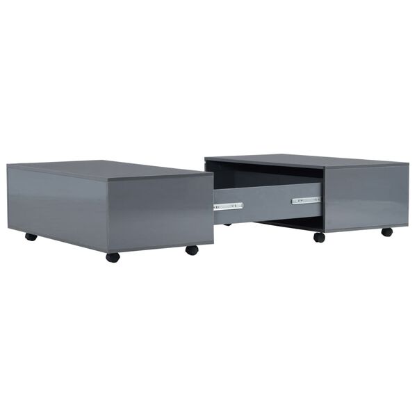 vidaXL Table basse Gris brillant 100x100x35 cm