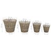 vidaXL Lits sur&eacute;lev&eacute;s 4 pcs Osier avec doublure en PE