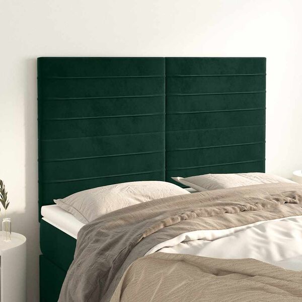 vidaXL T&ecirc;te de lit Vert fonc&eacute; 144 x 5 x 118/128 cm Velours