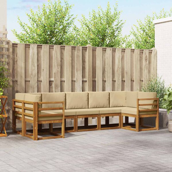 vidaXL Ensemble de canap&eacute;s d'ext&eacute;rieur 7 pcs Naturel et Beige