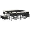 vidaXL Ensemble &agrave; manger de jardin 13 pcs coussins noir r&eacute;sine tress&eacute;e