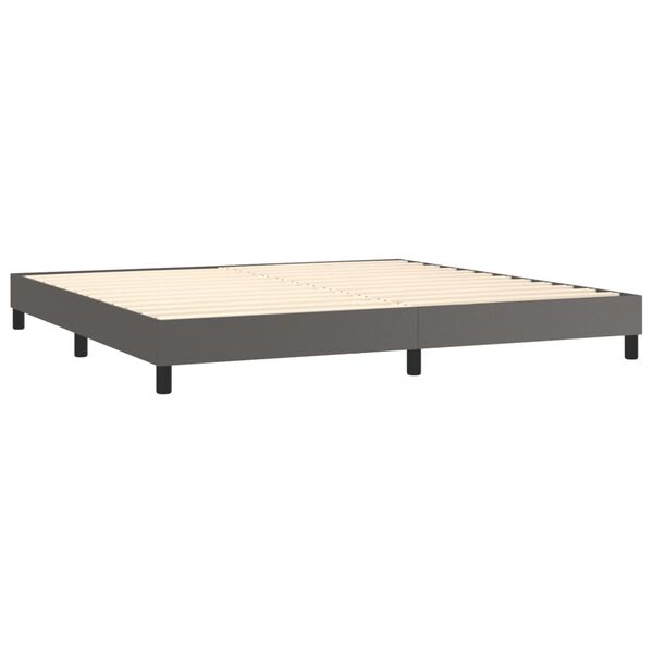 vidaXL Sommier &agrave; lattes de lit avec matelas Gris 200x200 cm Similicuir