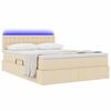 vidaXL Lit avec rangement et LED avec matelas Cr&egrave;me 140 x 200 cm tissu