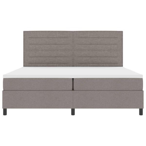 vidaXL Lit &agrave; ressorts avec matelas avec LED Taupe 200 x 200 cm tissu