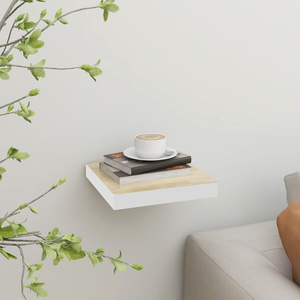 vidaXL &Eacute;tag&egrave;re murale flottante Ch&ecirc;ne et blanc 23x23,5x3,8 cm MDF