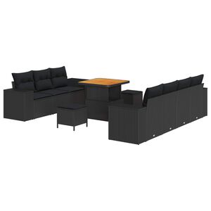 vidaXL Ensemble de canap&eacute; de jardin 10 pc Noir polyrotin