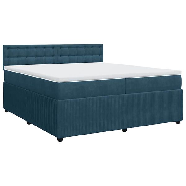 vidaXL Sommier &agrave; lattes de lit et matelas Bleu 200x200 cm velours