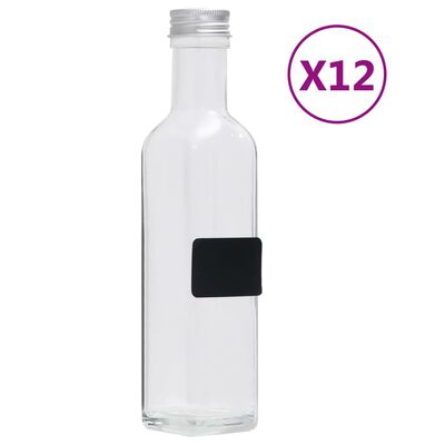 vidaXL Bouteilles en verre avec bouchon à vis 12 pcs Carré 250 ml