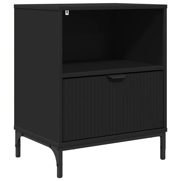 vidaXL Table de chevet Noir 49 x 36 x 61 cm Bois d'ing&eacute;nierie