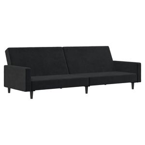 vidaXL Canap&eacute;-lit 2 places noir velours