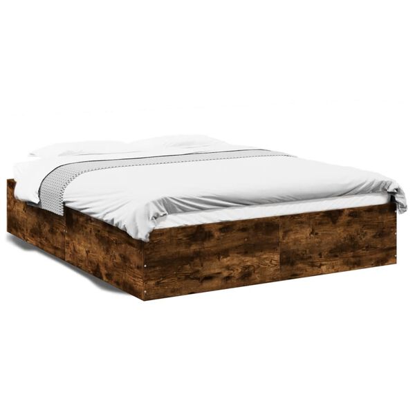vidaXL Cadre de lit sans matelas ch&ecirc;ne fum&eacute; 150x200 cm
