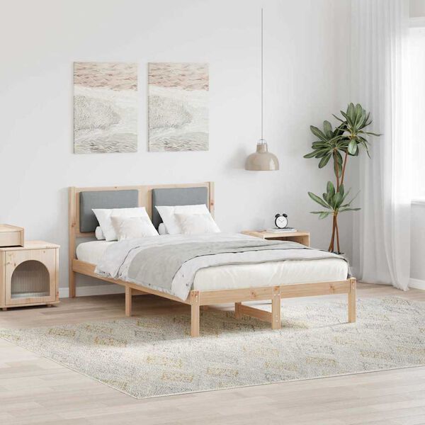 vidaXL Cadre de lit Gris clair 120 x 190 cm Pin massif