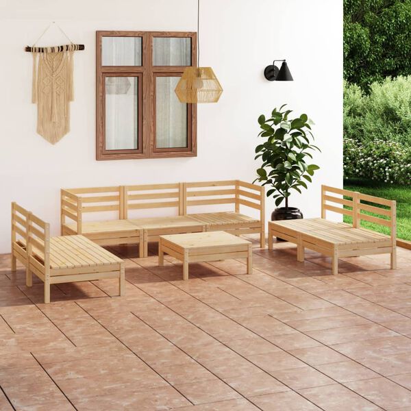 vidaXL Salon de jardin 8 pcs Bois de pin massif
