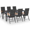 vidaXL Ensemble &agrave; manger de jardin 7 pcs noir et marron