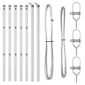 vidaXL Poteau de cl&ocirc;ture. 7 pcs Argent&eacute; Acier
