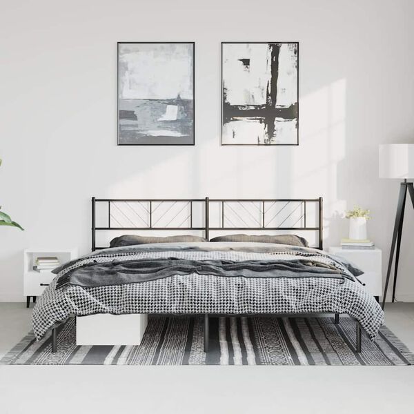 vidaXL Cadre de lit m&eacute;tal sans matelas avec t&ecirc;te de lit noir 183x213cm