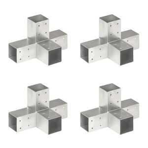 vidaXL Connecteurs de poteau 4 pcs Forme en X M&eacute;tal galvanis&eacute; 71x71 mm